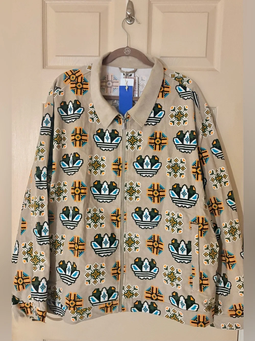 Adidas Originals Men’s 2XL Monogram All Over Print Loose Coach Tan Jacket JY2998